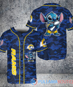 Los Angeles Rams x Stitch with Trophy Baseball Jersey Royal Military