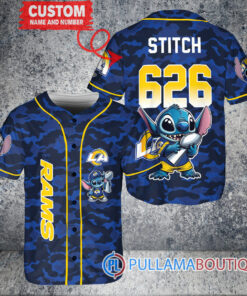 Los Angeles Rams x Stitch with Trophy Custom Baseball Jersey Royal Military