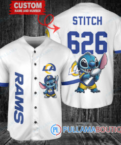 Los Angeles Rams x Stitch with Trophy Custom Baseball Jersey White