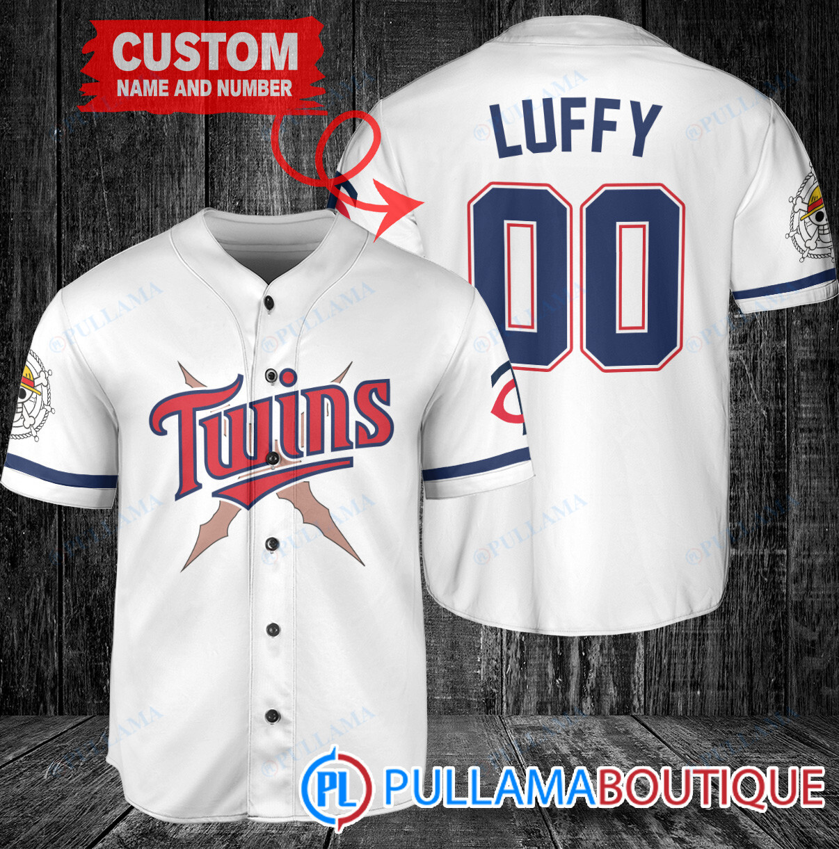 Luffy One Piece Straw Hats Atlanta Braves Custom Baseball Jersey