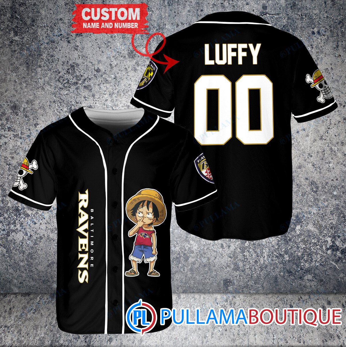 Luffy One Piece Kansas City Chiefs Custom Baseball Jersey Gold