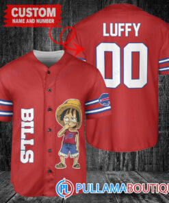 Luffy One Piece Buffalo Bills Custom Baseball Jersey Red