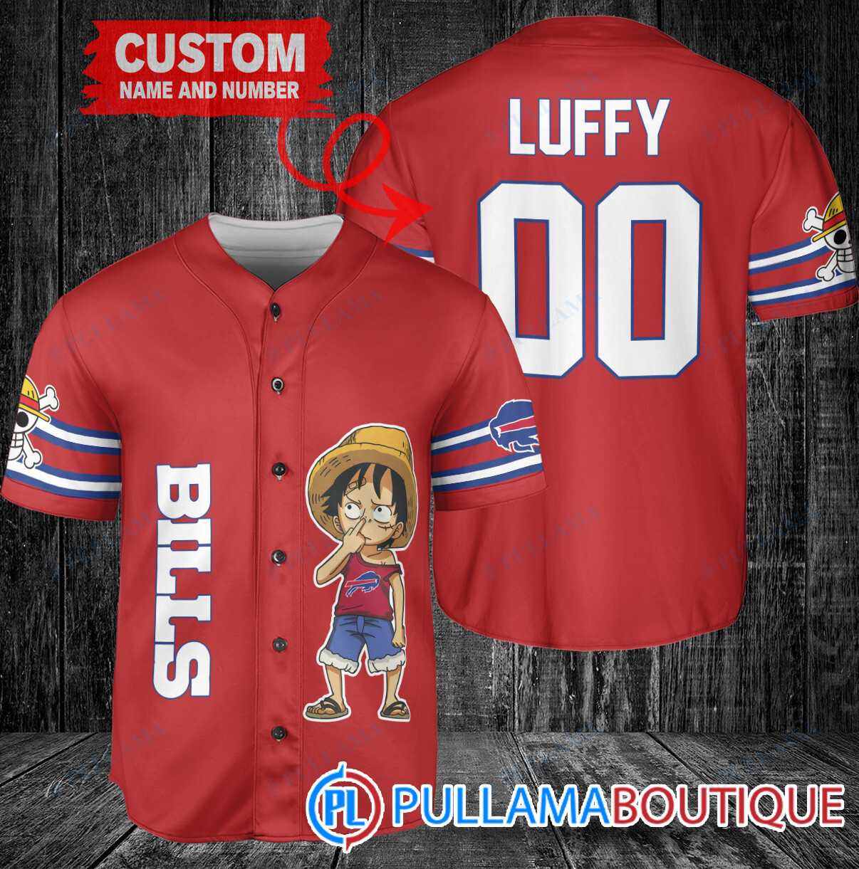 Luffy One Piece Indianapolis Colts Custom Baseball Jersey Royal-Black