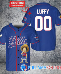 Luffy One Piece Buffalo Bills Custom Baseball Jersey Royal