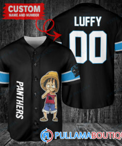 Luffy One Piece Carolina Panthers Custom Baseball Jersey Black