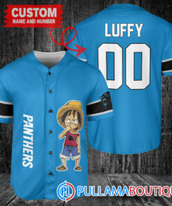 Luffy One Piece Carolina Panthers Custom Baseball Jersey Blue