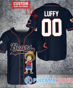 Luffy One Piece Chicago Bears Custom Baseball Jersey Navy