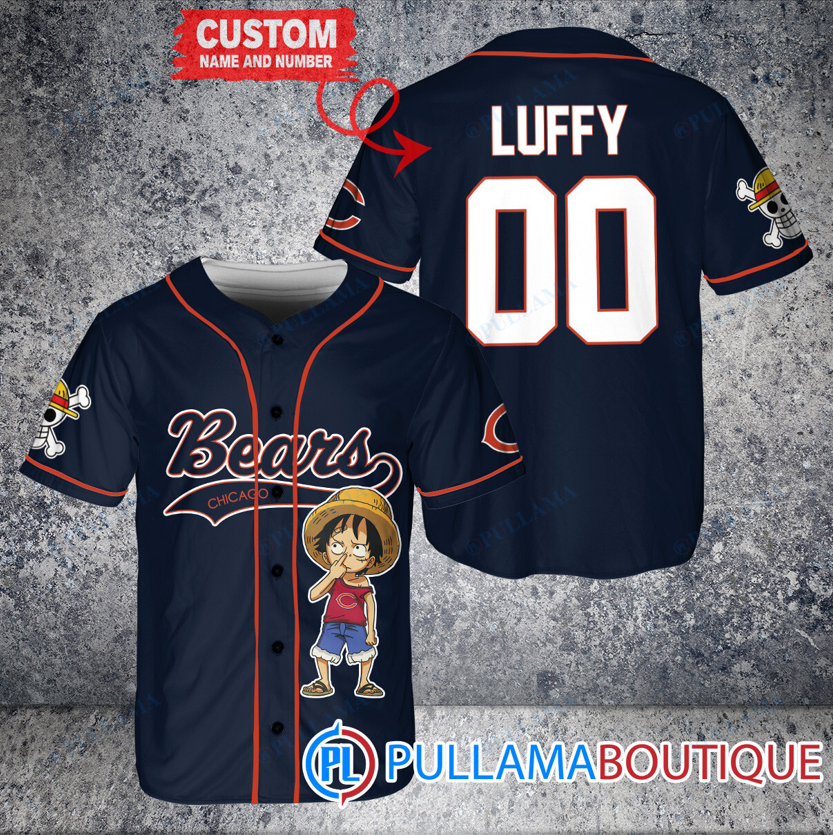 Luffy One Piece Seattle Seahawks Custom Baseball Jersey Navy