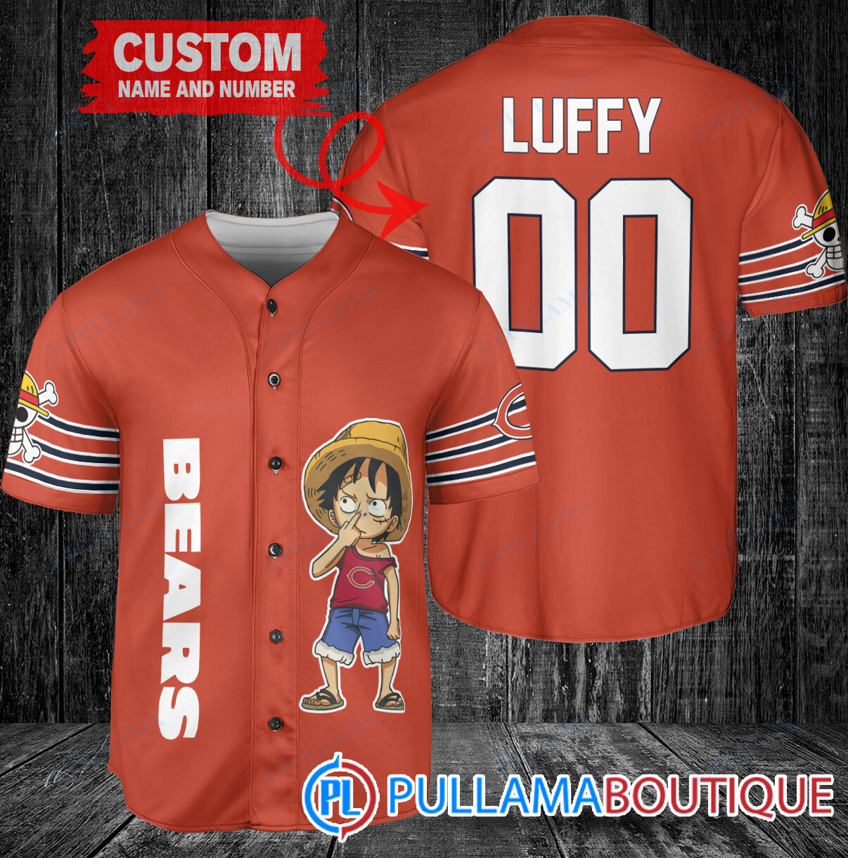 Luffy One Piece Tampa Bay Buccaneers Custom Baseball Jersey White