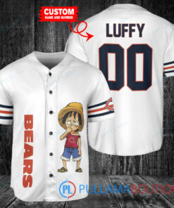 Luffy One Piece Chicago Bears Custom Baseball Jersey White