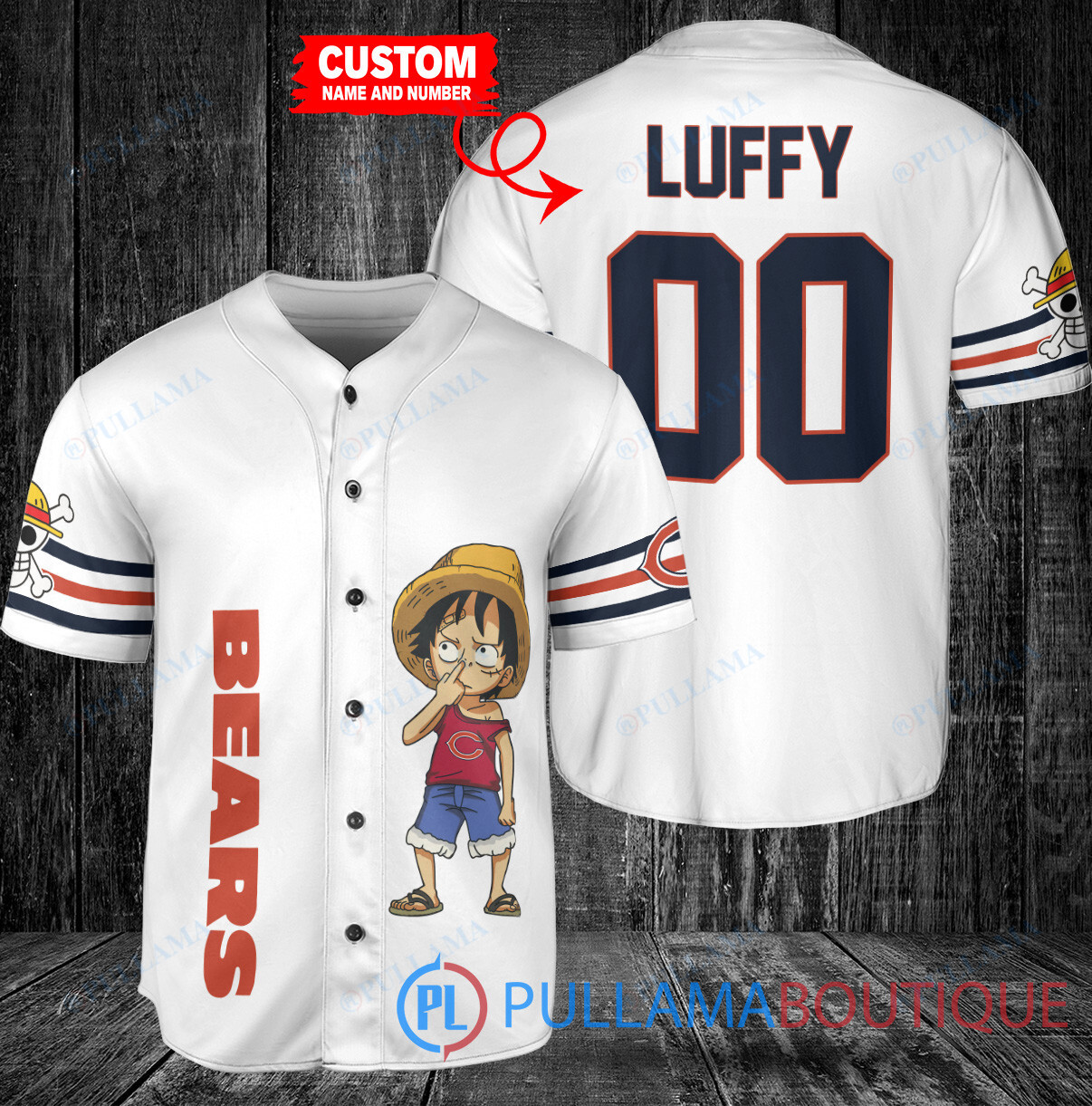 Luffy One Piece Philadelphia Eagles Custom Baseball Jersey White