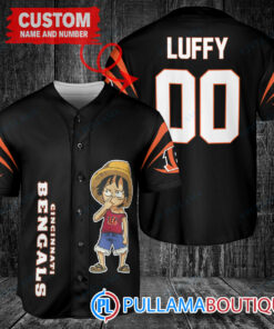 Luffy One Piece Cincinnati Bengals Custom Baseball Jersey Black