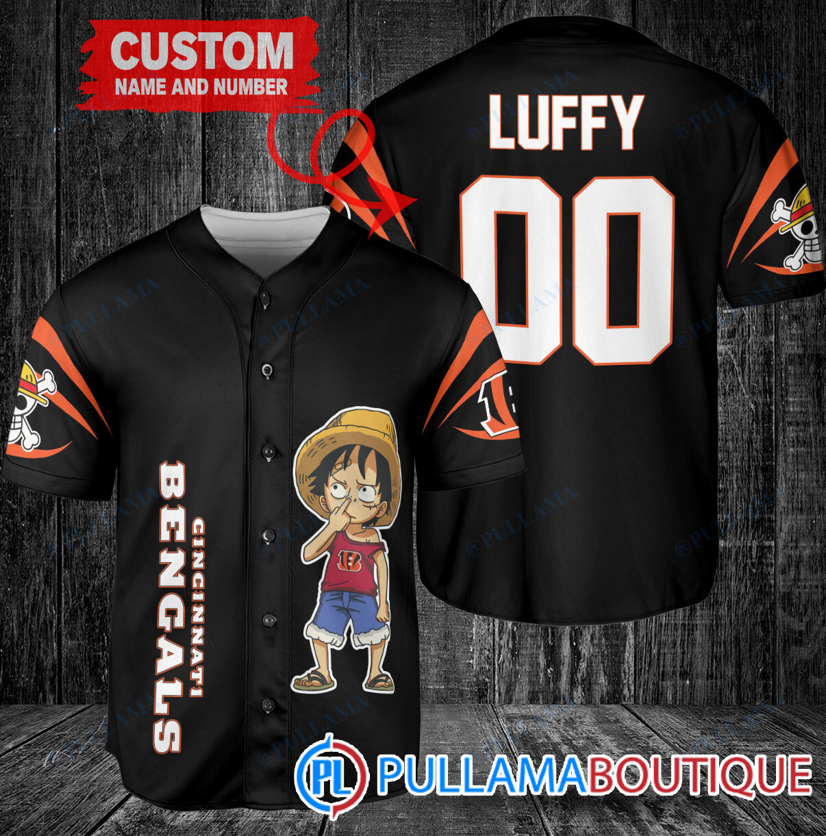 Luffy One Piece Buffalo Bills Custom Baseball Jersey Royal