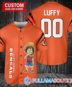 Luffy One Piece Cincinnati Bengals Custom Baseball Jersey Orange