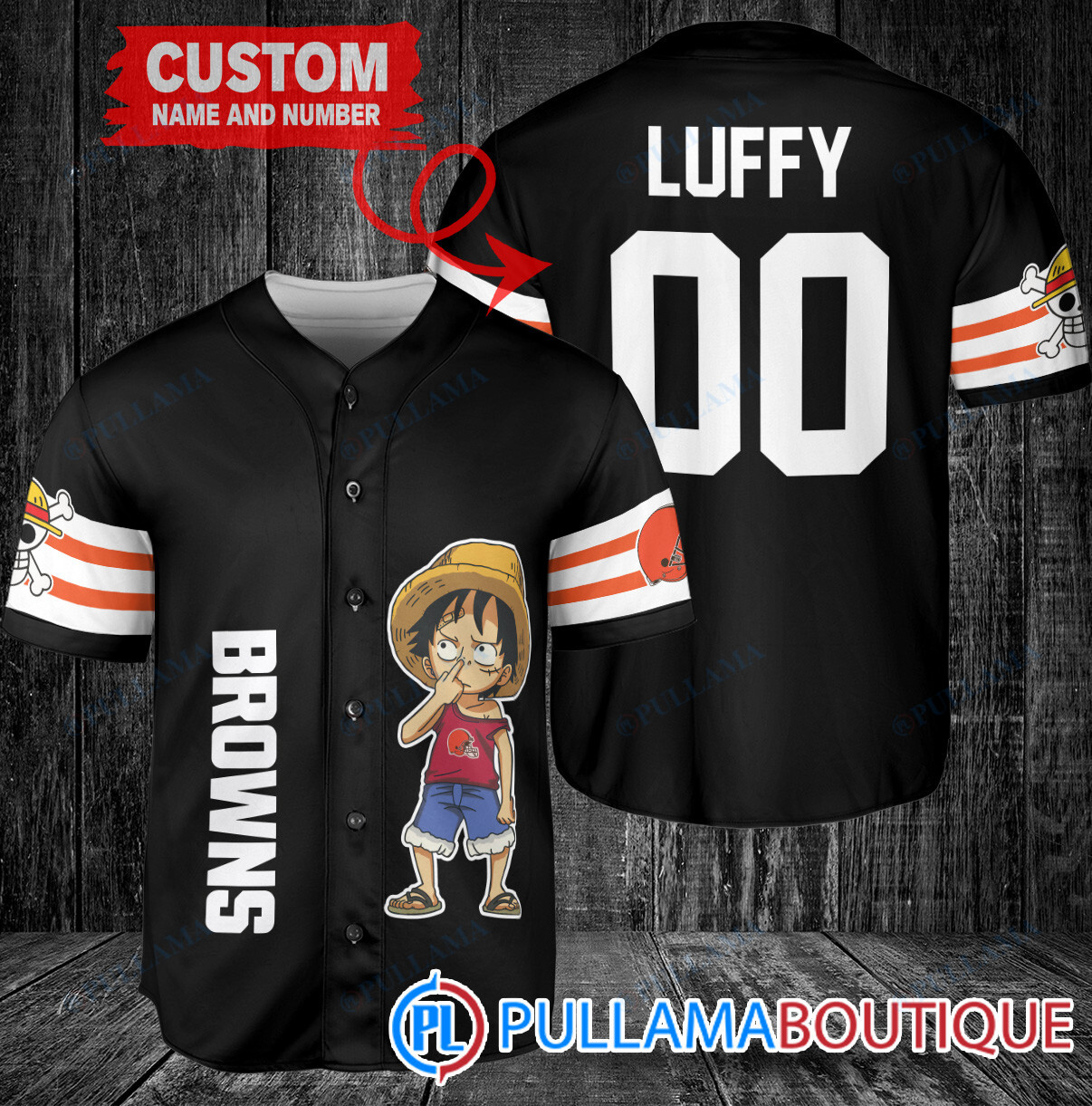 Luffy One Piece Los Angeles Rams Custom Baseball Jersey Royal