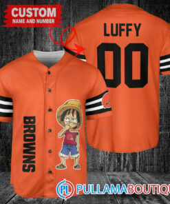 Luffy One Piece Cleveland Browns Custom Baseball Jersey Orange