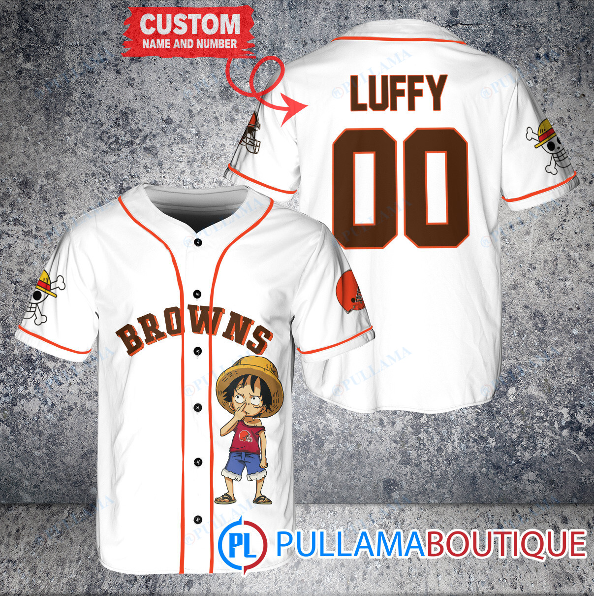 Luffy One Piece Washington Commanders Custom Baseball Jersey White