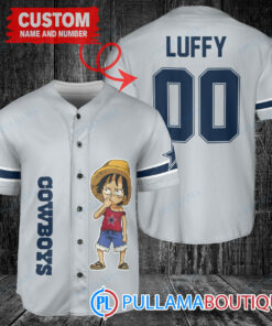 Luffy One Piece Dallas Cowboys Custom Baseball Jersey Gray