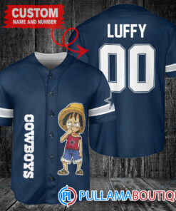 Luffy One Piece Dallas Cowboys Custom Baseball Jersey Navy