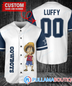 Luffy One Piece Dallas Cowboys Custom Baseball Jersey White