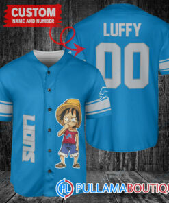 Luffy One Piece Detroit Lions Custom Baseball Jersey Blue