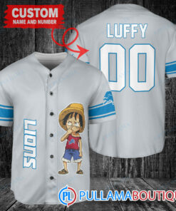 Luffy One Piece Detroit Lions Custom Baseball Jersey Gray