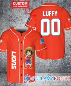 Luffy One Piece Detroit Lions Custom Baseball Jersey Orange