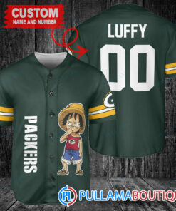 Luffy One Piece Green Bay Packers Custom Baseball Jersey Green