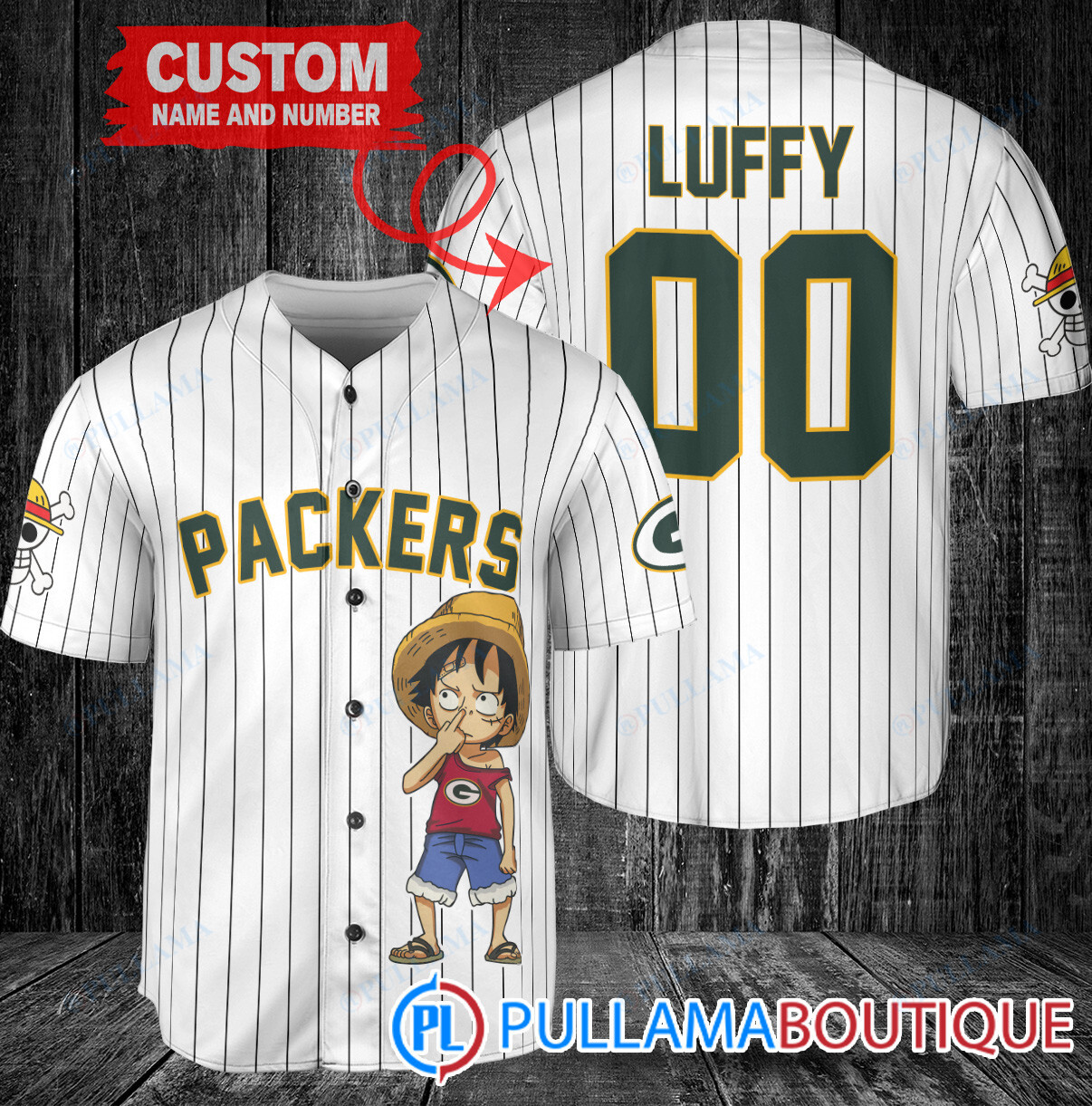 Luffy One Piece Los Angeles Rams Custom Baseball Jersey Royal Military