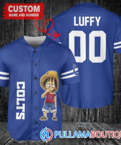 Luffy One Piece Indianapolis Colts Custom Baseball Jersey Royal