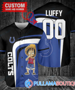 Luffy One Piece Indianapolis Colts Custom Baseball Jersey Royal-Black