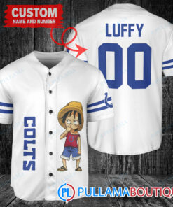 Luffy One Piece Indianapolis Colts Custom Baseball Jersey White