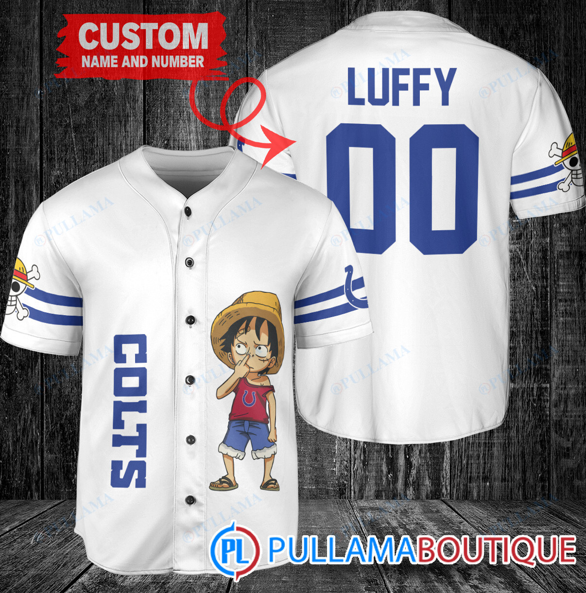 Luffy One Piece Tennessee Titans Custom Baseball Jersey White