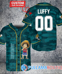 Luffy One Piece Jacksonville Jaguars Custom Baseball Jersey Teal Military