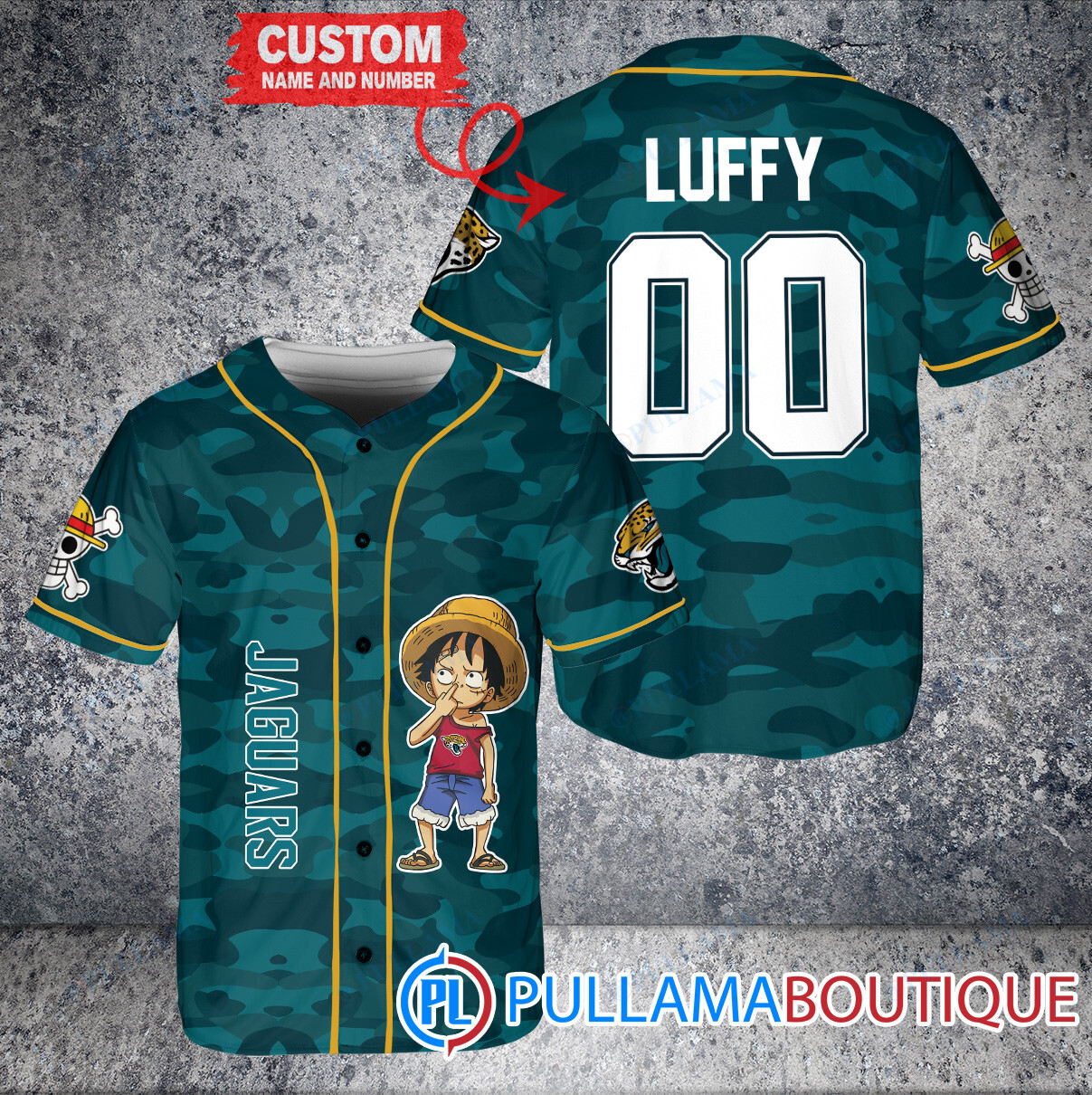 Luffy One Piece Carolina Panthers Custom Baseball Jersey Black-Blue