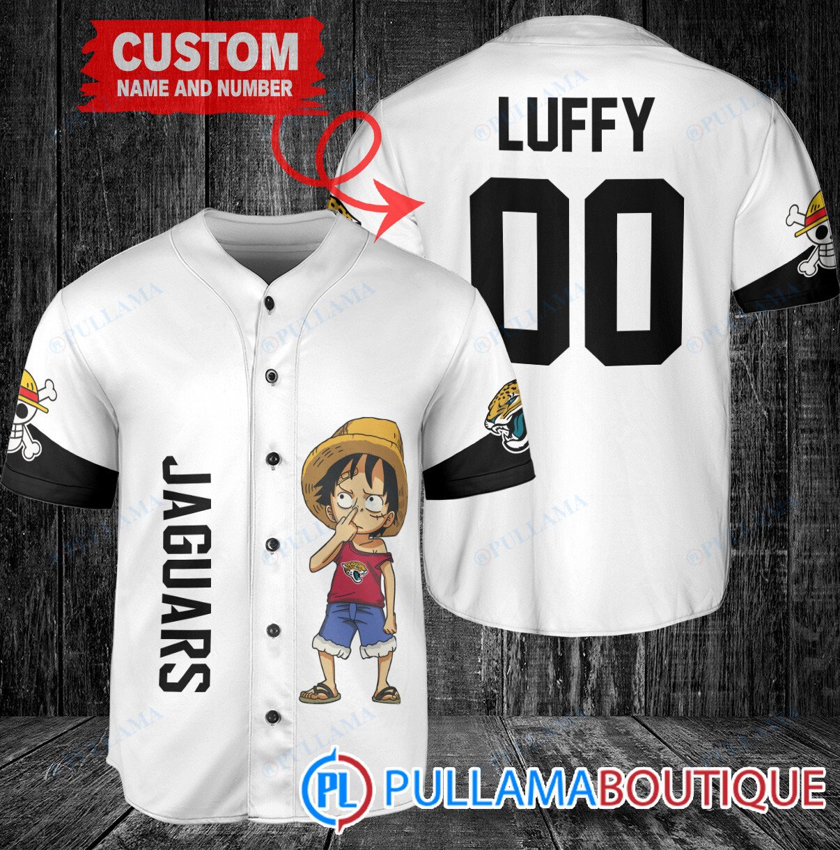 Luffy One Piece Atlanta Falcons Custom Baseball Jersey White