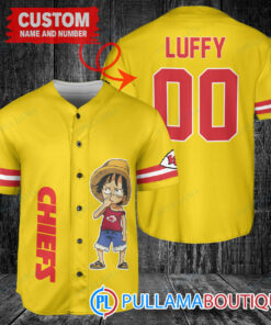 Luffy One Piece Kansas City Chiefs Custom Baseball Jersey Gold