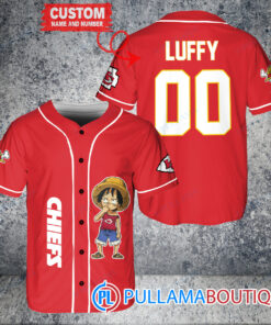 Luffy One Piece Kansas City Chiefs Custom Baseball Jersey Red