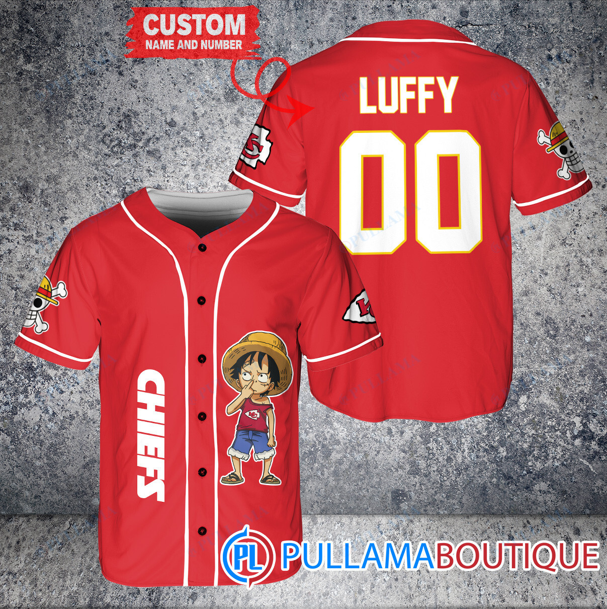 Luffy One Piece Washington Commanders Custom Baseball Jersey Red