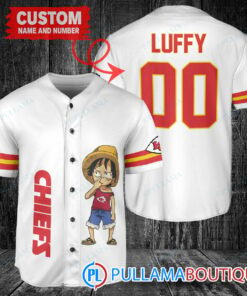 Luffy One Piece Kansas City Chiefs Custom Baseball Jersey White