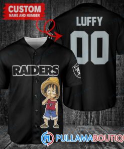 Luffy One Piece Las Vegas Raiders Custom Baseball Jersey Black