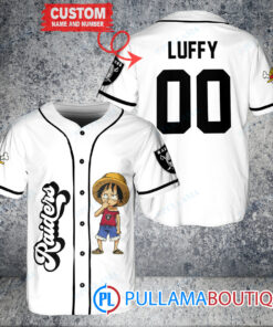 Luffy One Piece Las Vegas Raiders Custom Baseball Jersey White