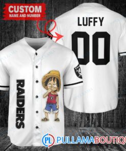 Luffy One Piece Las Vegas Raiders Custom Baseball Jersey White Without Piping