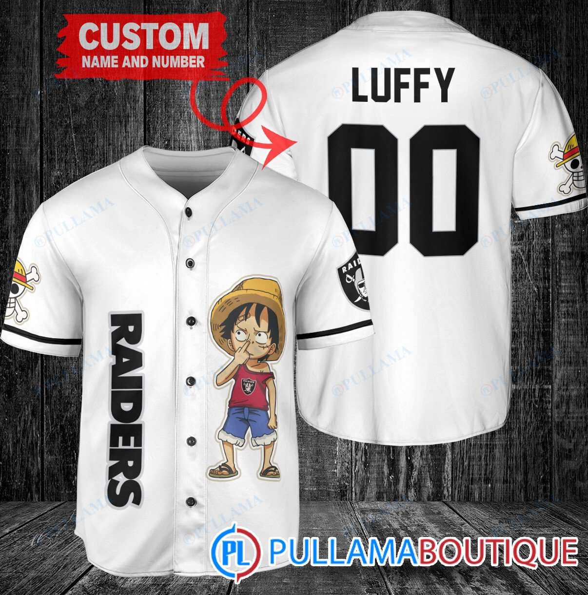 Luffy One Piece Philadelphia Eagles Custom Baseball Jersey White