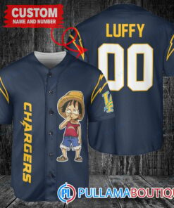 Luffy One Piece Los Angeles Chargers Custom Baseball Jersey Navy