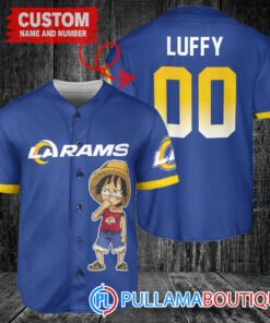 Luffy One Piece Los Angeles Rams Custom Baseball Jersey Royal