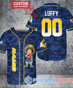 Luffy One Piece Los Angeles Rams Custom Baseball Jersey Royal Military