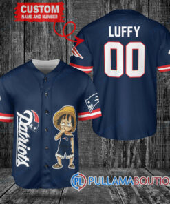 Luffy One Piece New England Patriots Custom Baseball Jersey Navy