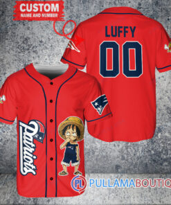 Luffy One Piece New England Patriots Custom Baseball Jersey Red