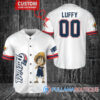 Luffy One Piece Arizona Cardinals Custom Baseball Jersey White